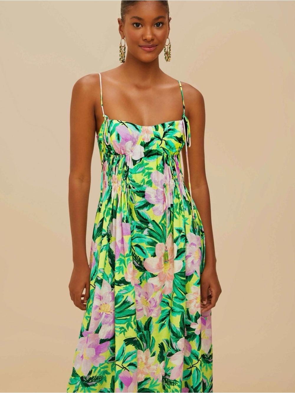 FARM RIO Painted Flowers Maxi Dress SZ S please read
